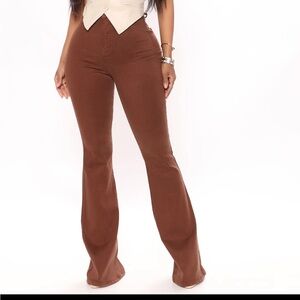 Fashion Nova Deep In My Soul Flare Jeans Brown Size 11 New w/ Tags Stretchy
